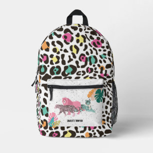 Sac À Dos Imprimé Animaux sauvages colorés et Feuilles tropicaux