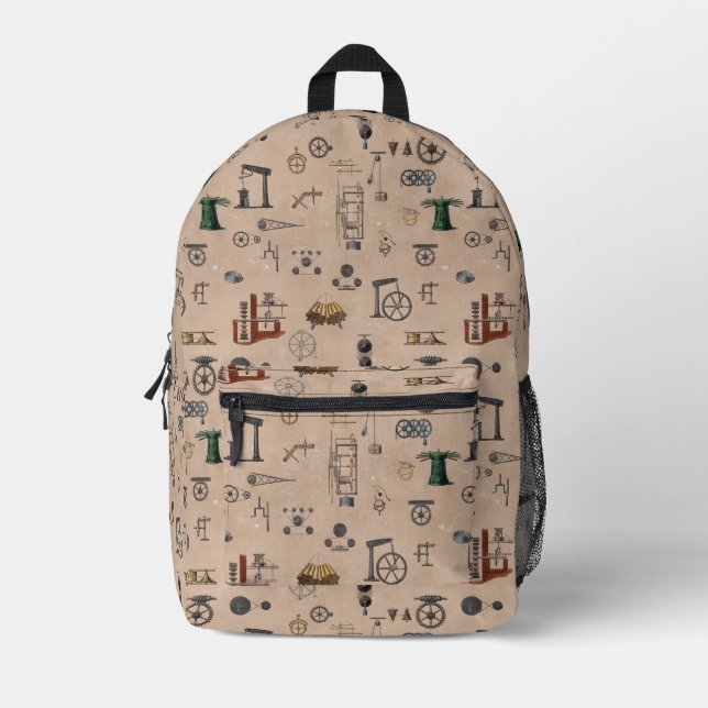 Sac À Dos Imprimé Antique Ingénierie Mécanique Motif scientifique (Recto)