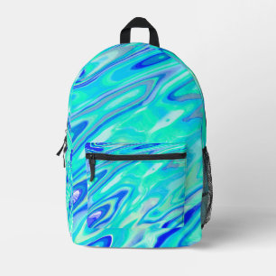 Sac À Dos Imprimé Aqua Blue Marble Texture Abstrait Motif liquide
