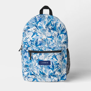 Sac À Dos Imprimé Aquarelle bleue et blanche Abstraite
