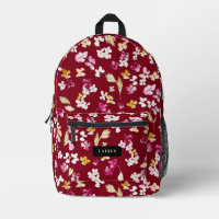 Aquarelle fleurs délicates motif rouge bordeaux