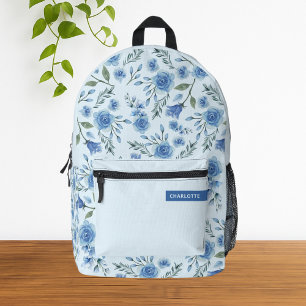 Sac À Dos Imprimé Aquarelle mignonne Bleu Motif Floral