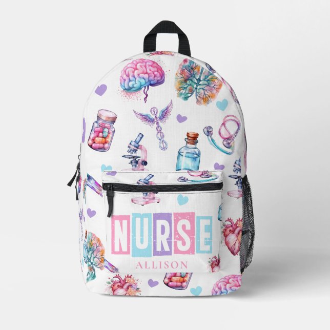 Sac À Dos Imprimé Aquarelle moderne infirmière Médicale (Recto)