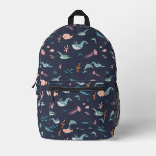 Sac À Dos Imprimé Aquarelle Océan Sea Animaux Motif bleu