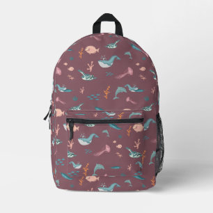 Sac À Dos Imprimé Aquarelle Océan Sea Animaux Motif rose pâle
