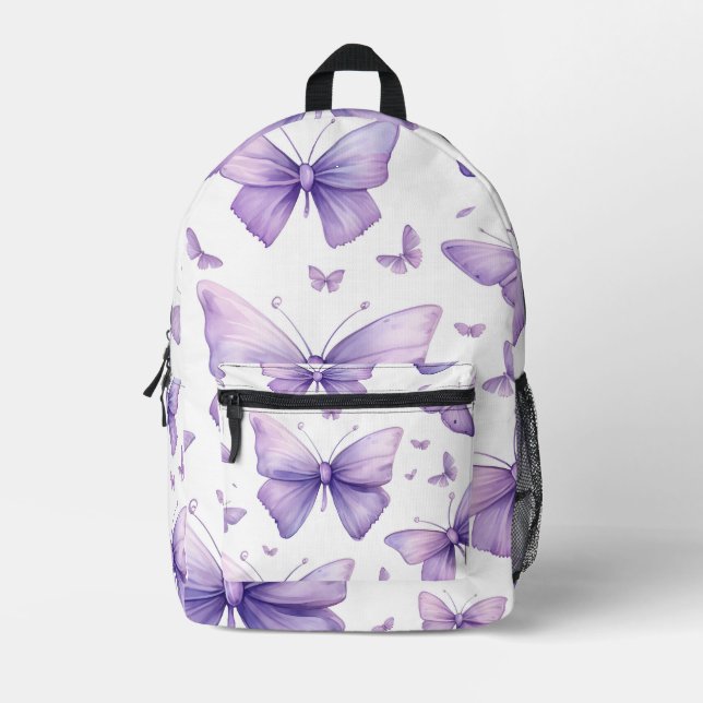 Sac À Dos Imprimé Aquarelle Papillon pourpre (Recto)