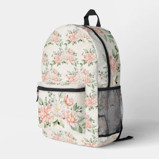 Sac À Dos Imprimé Aquarelle Pêche Fleurs blanches Élégant