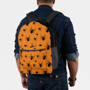 Sac À Dos Imprimé Araignées Halloween motif noir et orange