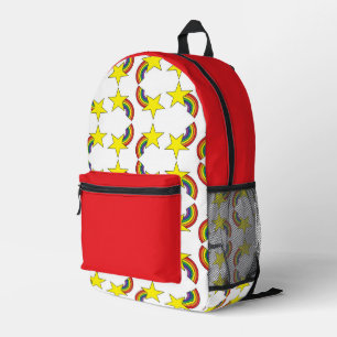 Sac à dos imprimé arc-en-ciel et étoile avec rouge