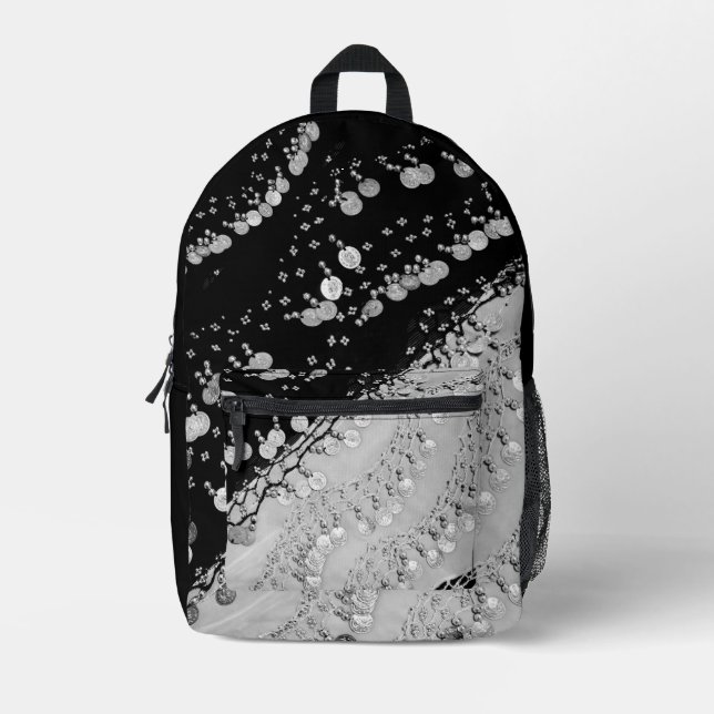 Sac À Dos Imprimé Argent noir Faux pièce Gypsy Écarf (Recto)