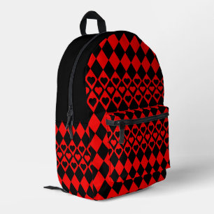 Sac À Dos Imprimé Arlequin rouge et noir avec les coeurs