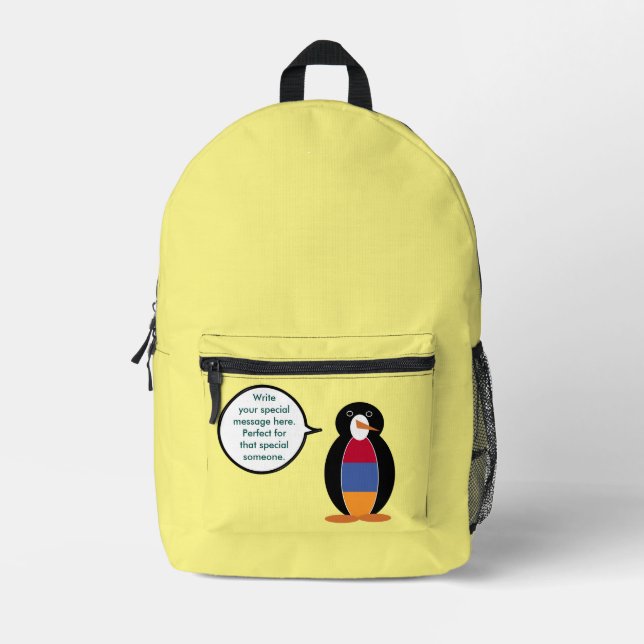 Sac À Dos Imprimé Arménie Parler de Mme Penguin personnalisée (Recto)