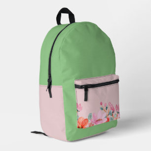 SAC À DOS IMPRIMÉ ARRIÈRE-PAQUET FLORAL ROSE ET VERT