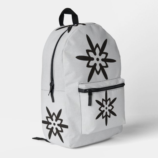 Sac À Dos Imprimé Arrière - plan blanc Fleur Black Star (Coin arrière gauche)