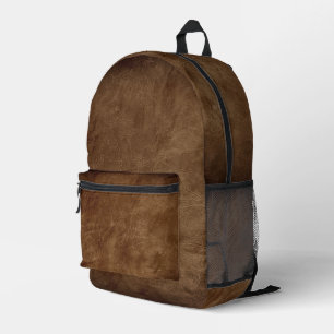 Sac À Dos Imprimé Arrière - plan En Cuir Brown Riche Avec Vignette