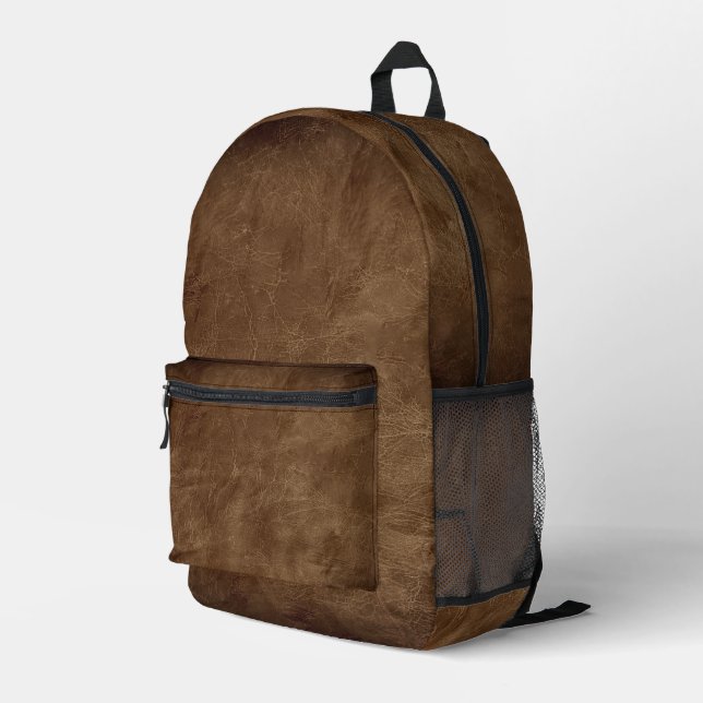Sac À Dos Imprimé Arrière - plan En Cuir Brown Riche Avec Vignette (Coin arrière droit)