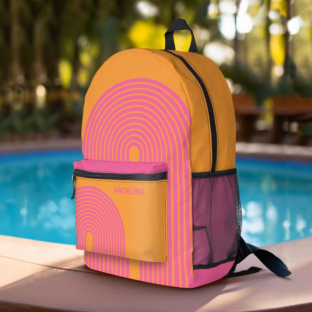 Sac À Dos Imprimé Art Ligne Inspiré les années 70 - Arche Arc En Arc (Personalized Backpack with  Custom Name)