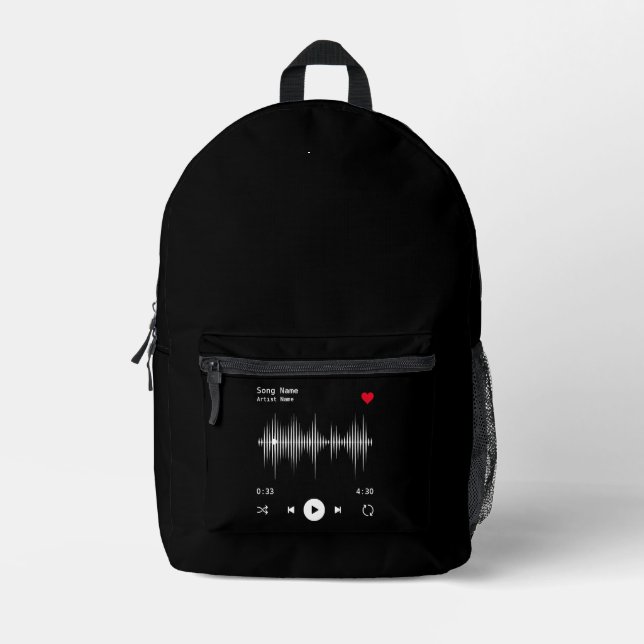 Sac À Dos Imprimé Artiste et chanteur de musique Noir personnalisé (Recto)