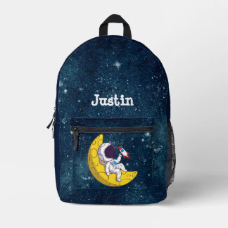 Sac À Dos Imprimé Astronaute personnalisé sur la Lune avec fusée