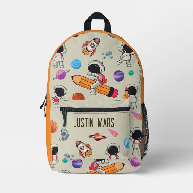 Sac À Dos Imprimé Astronautes et planètes personnalisés pour la rent (Recto)