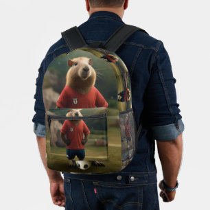 Sac À Dos Imprimé "Attrapeur de buts : Le Capybara Star du Football"