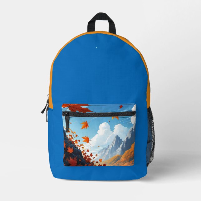 Sac À Dos Imprimé Authumn leaves blue-orange (Recto)