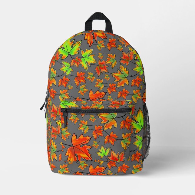 Sac À Dos Imprimé Automne rouge orange feuille érable feuille (Recto)