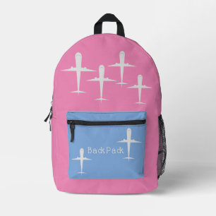 Sac À Dos Imprimé Avions volant Kids Blue Rose Nom personnalisé