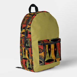Sac À Dos Imprimé Aztec, motif africain olive