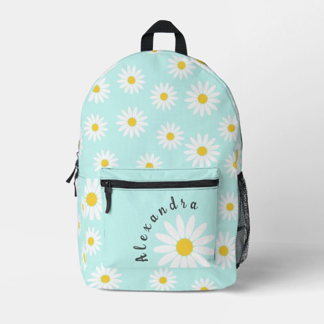 Sac À Dos Imprimé Baisy blanc et nom (Recto)