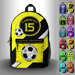 Sac À Dos Imprimé Balle de foot moderne jaune jalon éditable