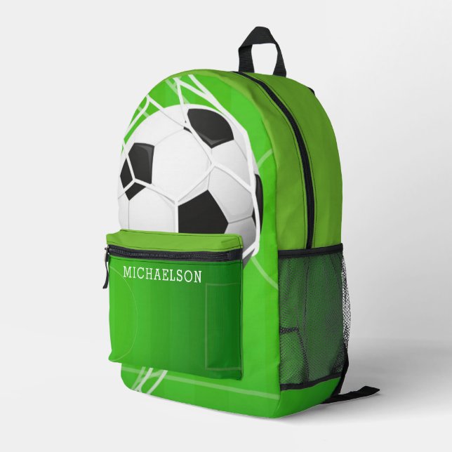 Sac À Dos Imprimé Balle de football personnalisé vert (Coin arrière droit)