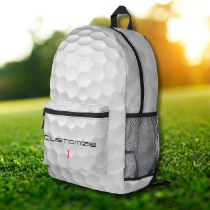 Sac À Dos Imprimé Balle de golf blanche texturée avec nom et numéro