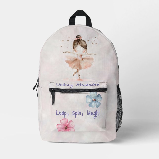 Sac À Dos Imprimé Ballerina positive personnalisée pour les filles (Recto)