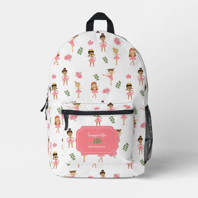 Sac À Dos Imprimé Ballet Pink Ballerinas Danser Motif École de fille (Recto)