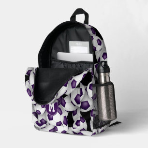Sac À Dos Imprimé ballons de football blanc violet motif monogrammé
