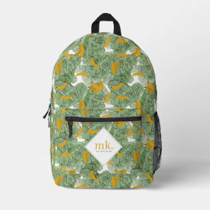 Sac À Dos Imprimé Banane tropicale moderne vert Motif Monogramme