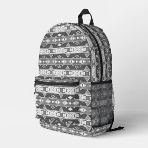 Sac À Dos Imprimé Bandes et formes géométriques gris blanc