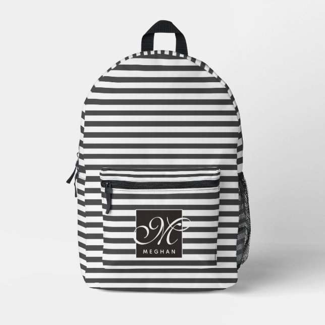 Sac À Dos Imprimé Bandes noires et blanches - Monogrammes (Recto)