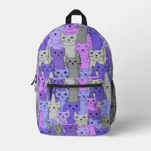 Sac À Dos Imprimé Beaucoup de chats violets Design Back Pack