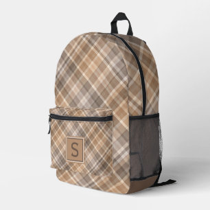 Sac À Dos Imprimé Beige Brown neutre Taupe Plaid En vichy Motif