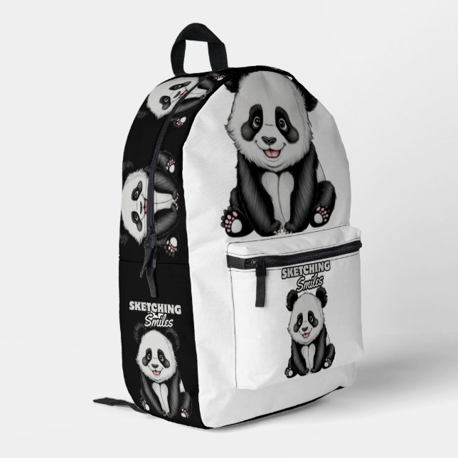 Sac À Dos Imprimé Belle Noire & Blanc Classique Panda Art (Coin arrière gauche)