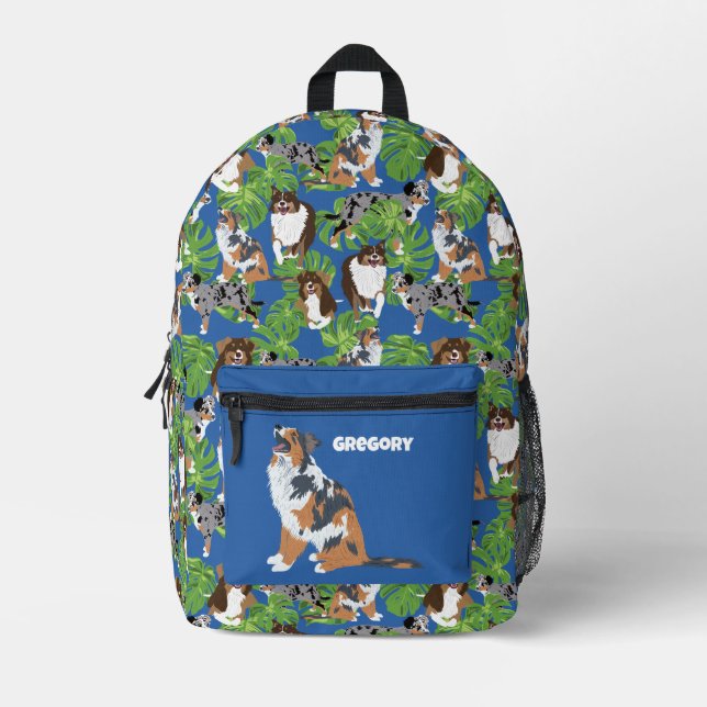 Sac À Dos Imprimé Berger australien Aussie Chien abotant (Recto)