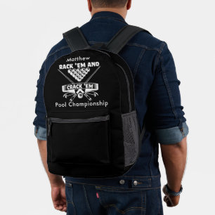 Sac À Dos Imprimé Billard Motto Avec Cues & Balls