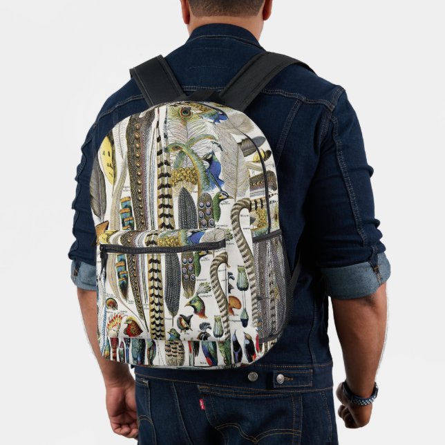 Sac À Dos Imprimé Bird Feather Wildlife Antique Feathers Art Nouveau (Insitu (Modèle))