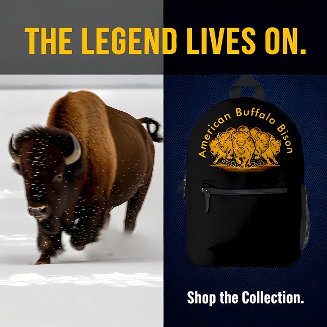 Sac À Dos Imprimé Bison Herd Charging Through the Water in Nature (Créateur téléchargé)