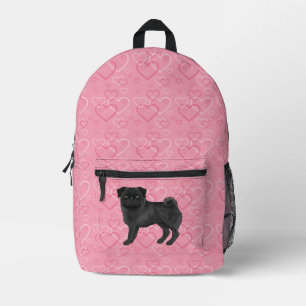 Sac À Dos Imprimé Black Carlin Chien Cartoon Mops Pink Love Motif de
