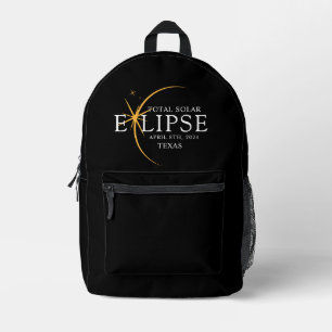 Sac À Dos Imprimé Black & Gold 2024 Texas Total Solar Eclipse