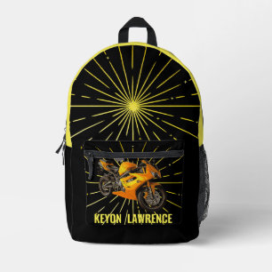 Sac À Dos Imprimé Black & Gold Boy Motorbike Motorbike Motorcycle su