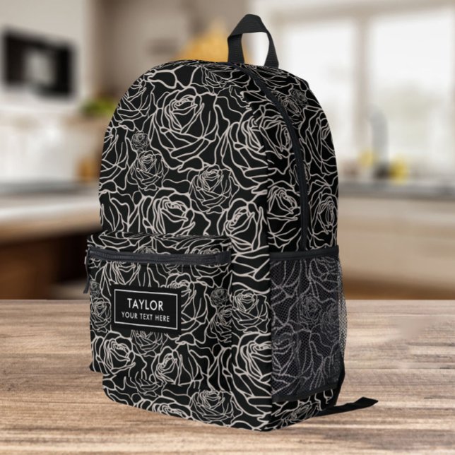 Sac À Dos Imprimé Black Roses Motif Noir et Blanc (Créateur téléchargé)